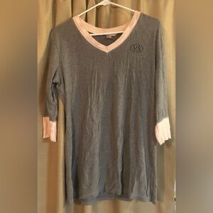 Victoria's Secret Grey and Pink Long Sleeve Shirt/Nightshirt